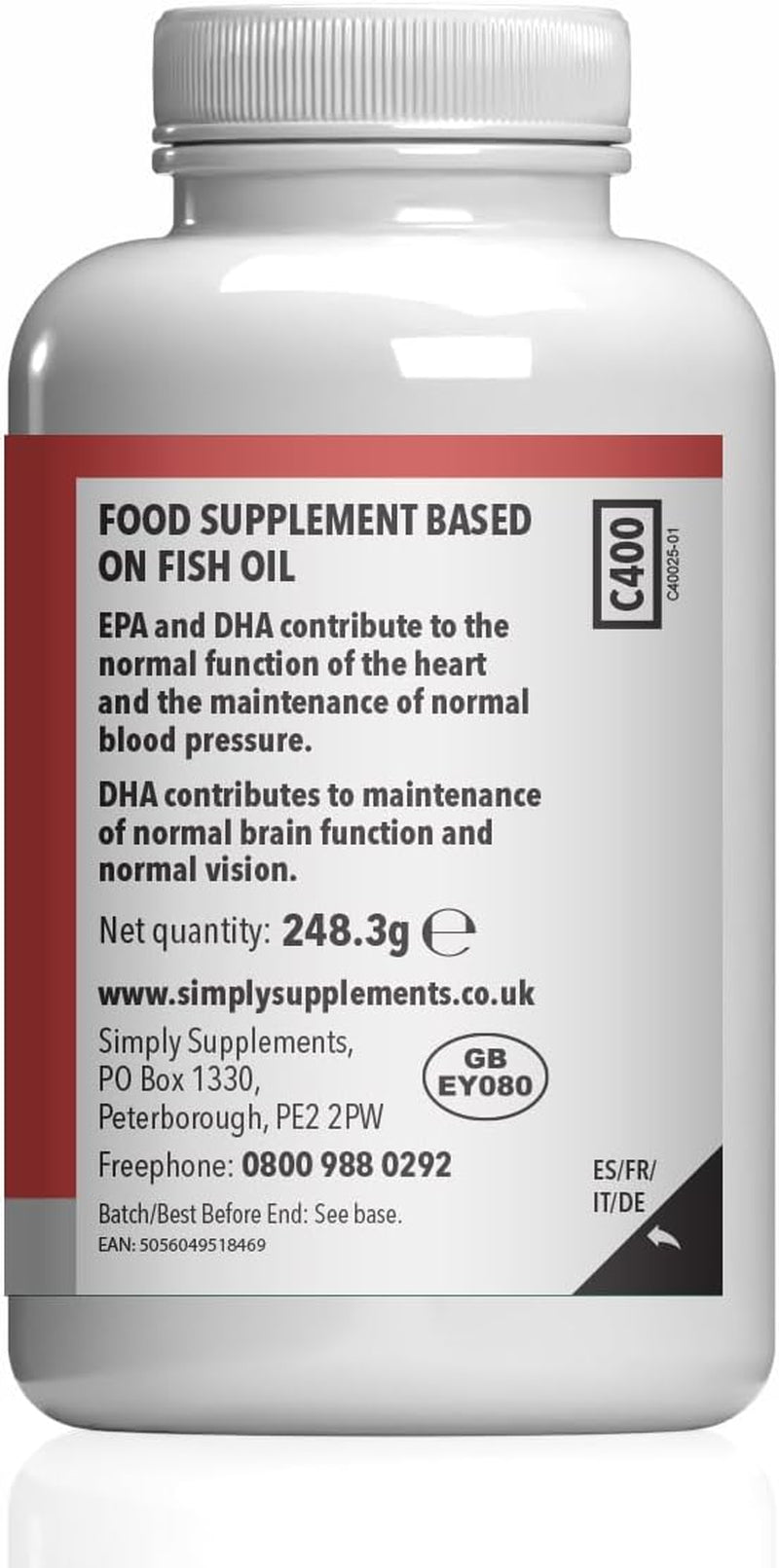 Pure Omega 3 1000Mg Capsules | Supports Heart, Brain & Eye Health | Rich in Omega 3 Fatty Acids | 540Mg of EPA and 360Mg of DHA per Serving | 180 Capsules = 2 Months’ Supply | Made in the UK